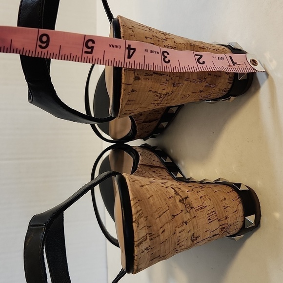 Torrid Cork Silver Studded Adjustable Strap Open Toe Platform Wedge Size 9WW - Picture 10 of 11